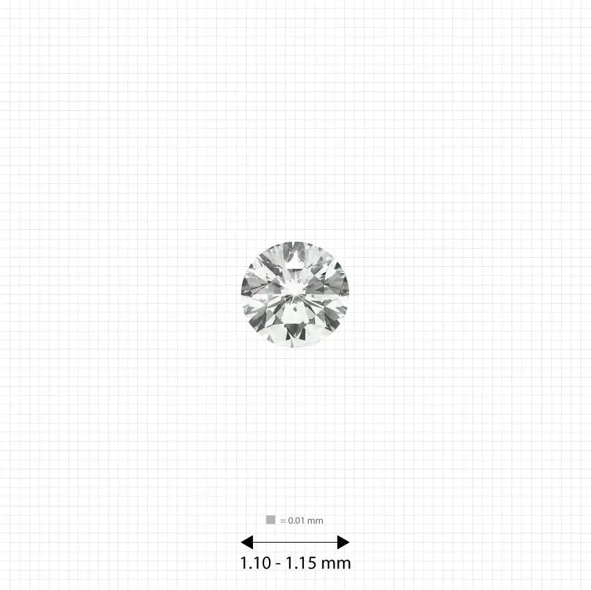 Melee diamonds price 1.10 - 1.15 mm (0.0062 Ct.) White Round Melee