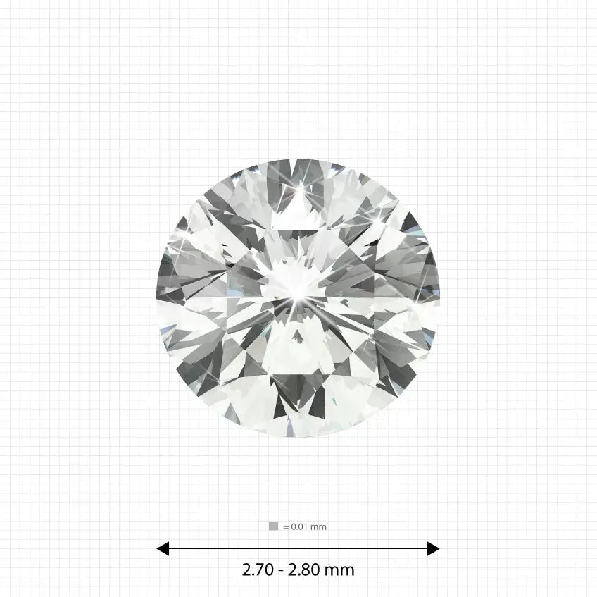 Melee diamonds price 2.70 - 2.80 mm (0.08 Ct.) White Round Melee