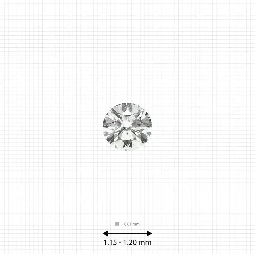 Melee diamonds price 1.15 - 1.20 mm (0.007 Ct.) White Round Melee