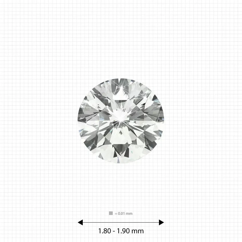 Melee diamonds price 1.80 - 1.90 mm (0.0255 Ct.) White Round Melee