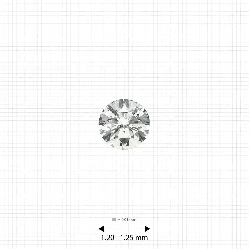 Melee diamonds price 1.20 - 1.25 mm (0.008 Ct.) White Round Melee