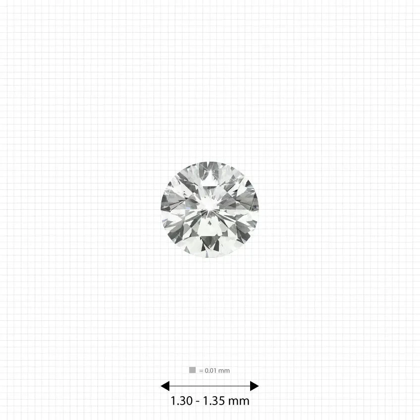 Melee diamonds price 1.30 - 1.35 mm (0.01 Ct.) White Round Melee