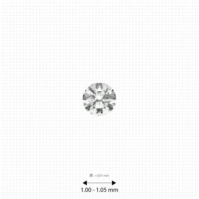 Melee diamonds price 1.00 - 1.05 mm (0.005 Ct.) White Round Melee