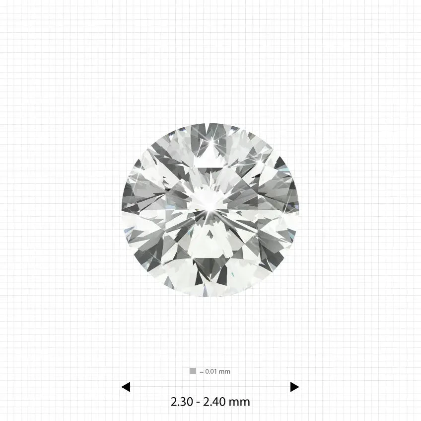 Melee diamonds price 2.30 - 2.40 mm (0.05 Ct.) White Round Melee