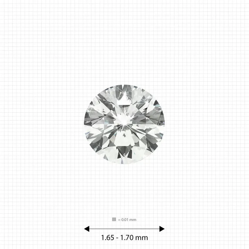 Melee diamonds price 1.65 - 1.70 mm (0.0195 Ct.) White Round Melee