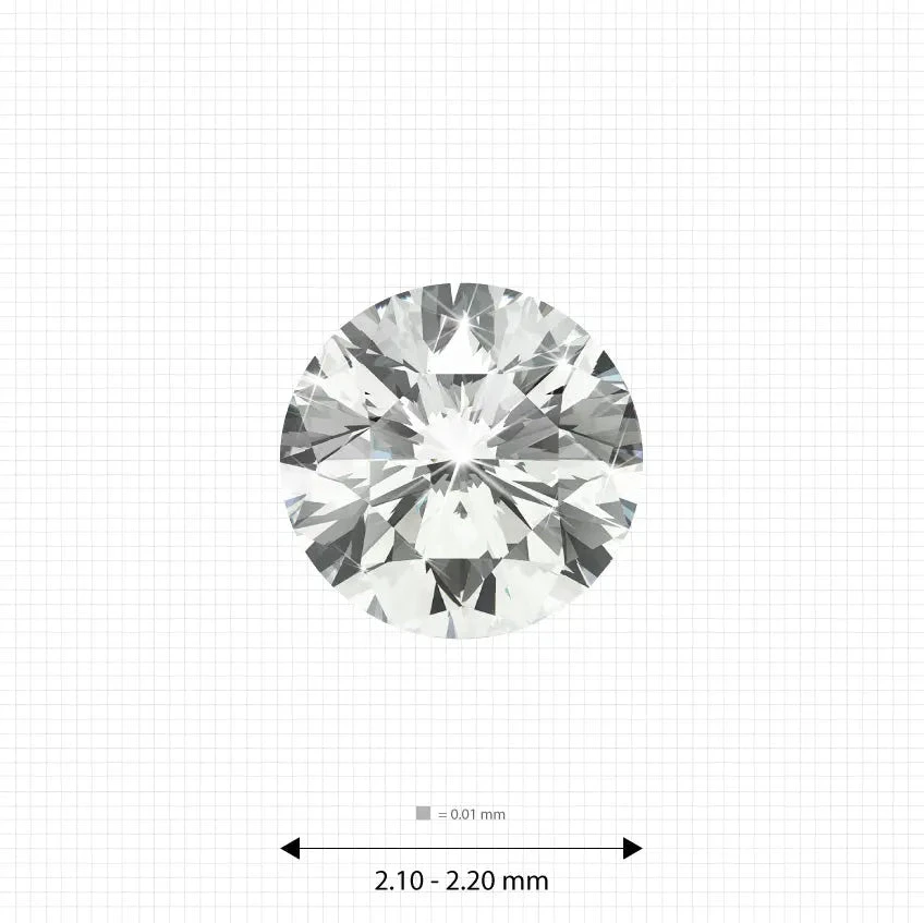 Melee diamonds price 2.10 - 2.20 mm (0.04 Ct.) White Round Melee