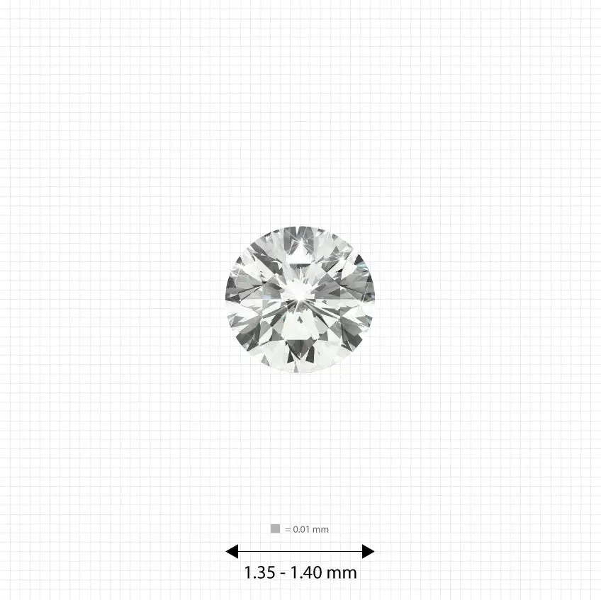Melee diamonds price 1.35 - 1.40 mm (0.011 Ct.) White Round Melee