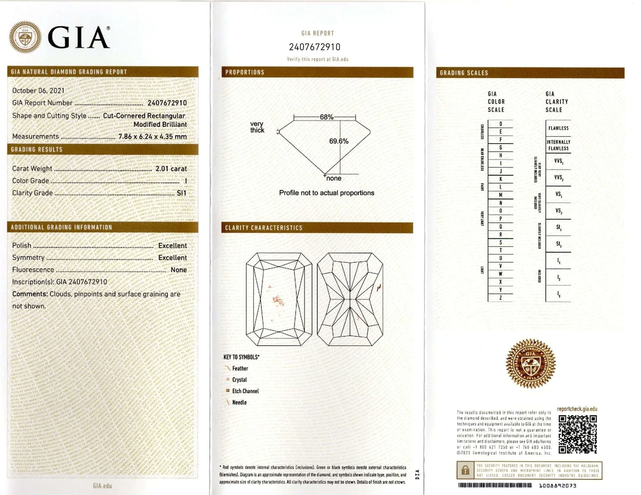 2ct GIA CERTIFIED I SI1 RADIANT CUT DIAMOND LOOSE ENGAGEMENT NATURAL 2 CARAT