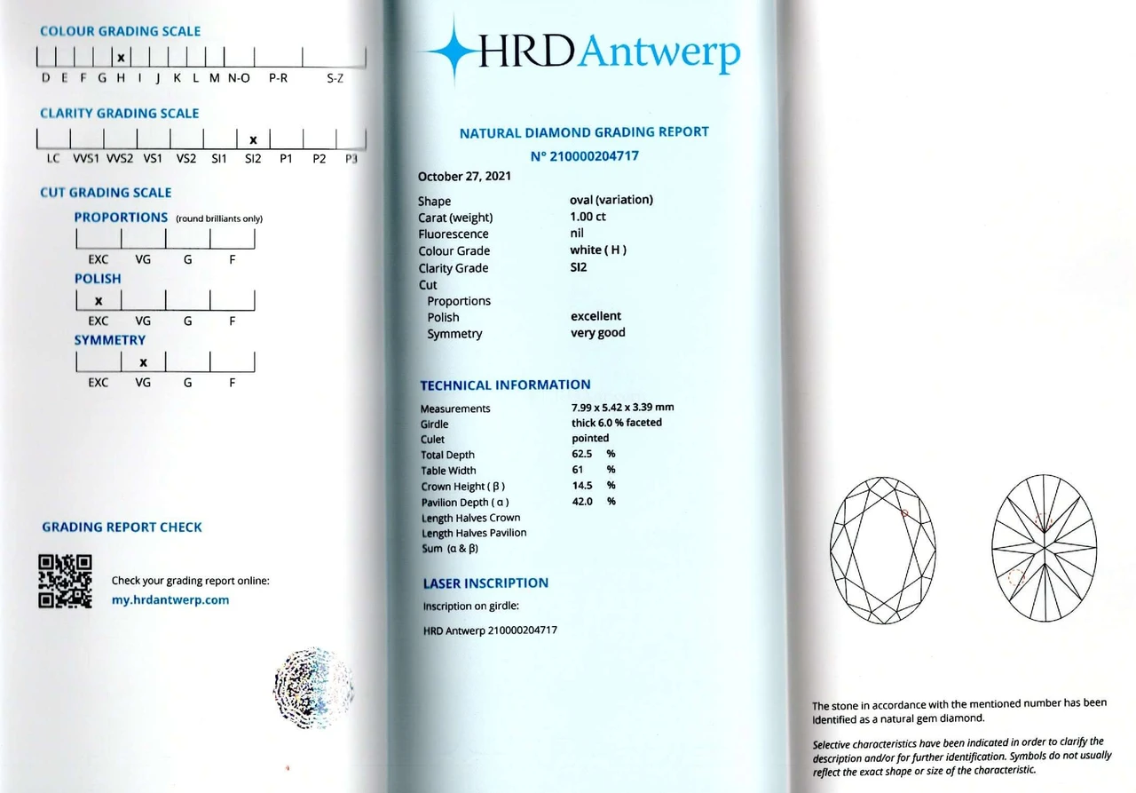 1 CARAT CERTIFIED H SI2 OVAL CUT DIAMOND CLEAN LOOSE NATURAL ENGAGEMENT SHAPE