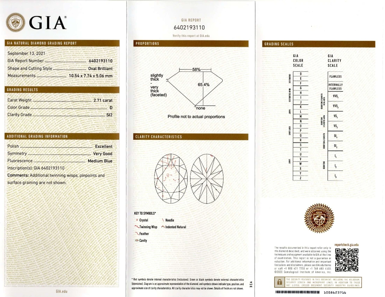 2.71ct GIA CERTIFIED D SI2 OVAL CUT DIAMOND CLEAN NATURAL LOOSE COLORLESS 2.75ct