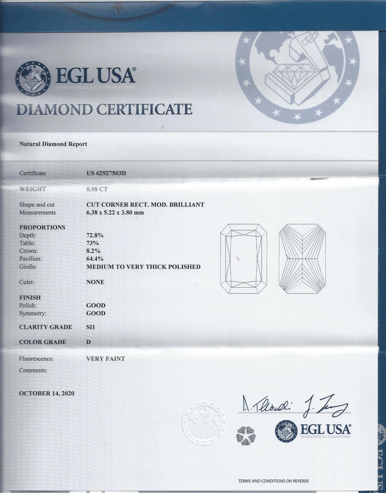 1 CARAT CERTIFIED D SI1 RADIANT CUT DIAMOND COLORLESS NATURAL ENGAGEMENT LOOSE