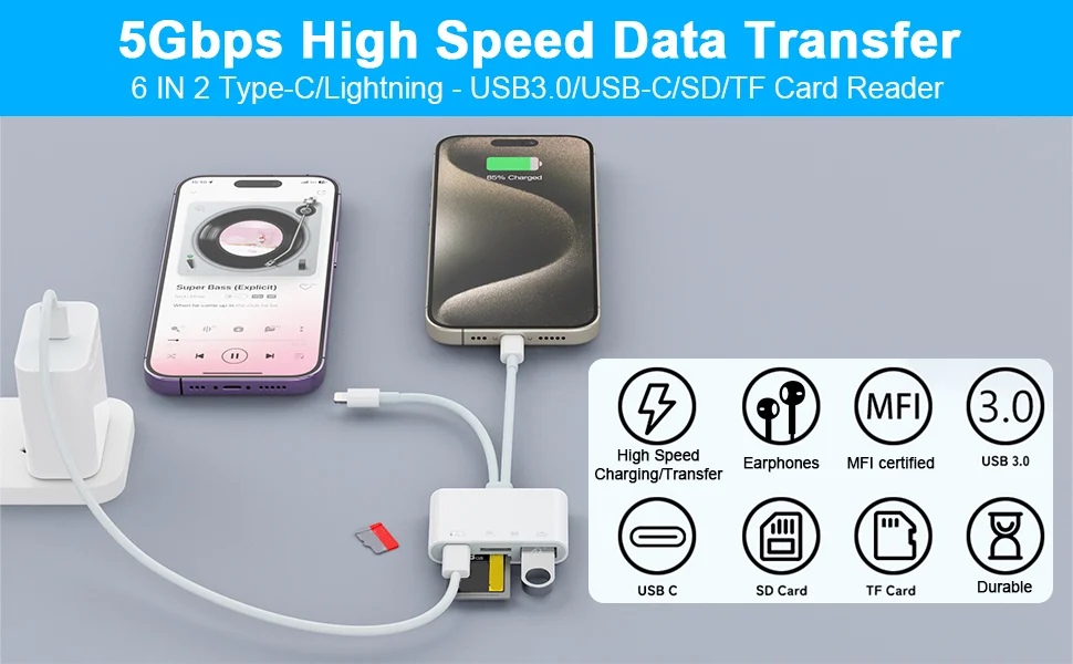 NK-104pro USB-C / 8-pin Card Reader 4 in 2 Camera Memory Card Reader SD+TF+USB OTG+USB-C Adapter-Cellmalls