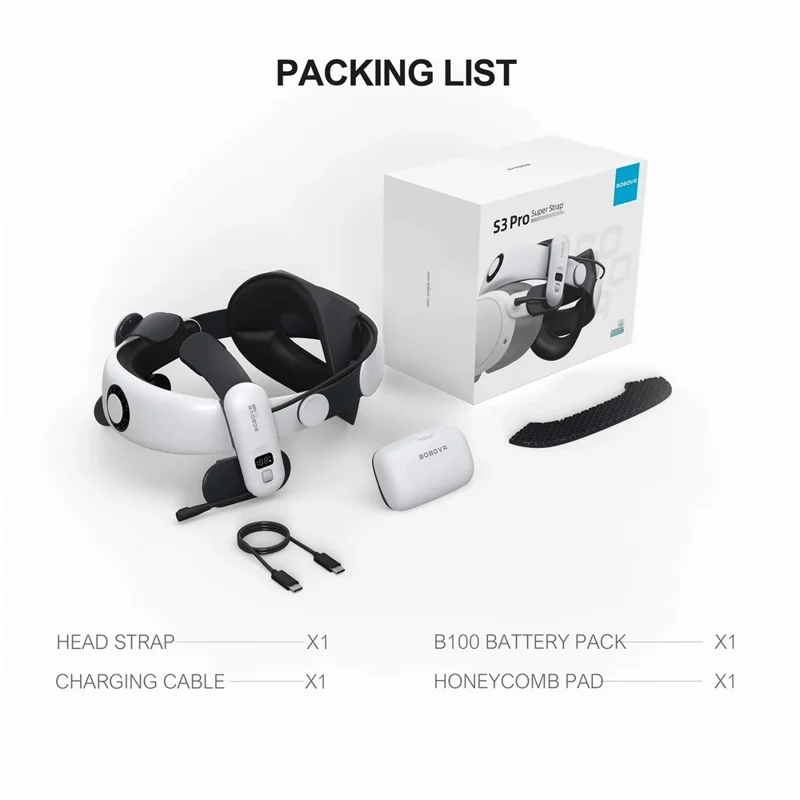 BOBOVR S3 Pro For Meta Quest 3S / 3 Battery Head Strap with 10000mAh Replaceable Battery Pack-Cellmalls