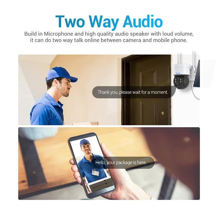 ESCAM QF170 2MP PIR Motion Detection WiFi Two-way Voice Rechargeable Camera Night Vision Security IP Camera Support Cloud Storage-Cellmalls