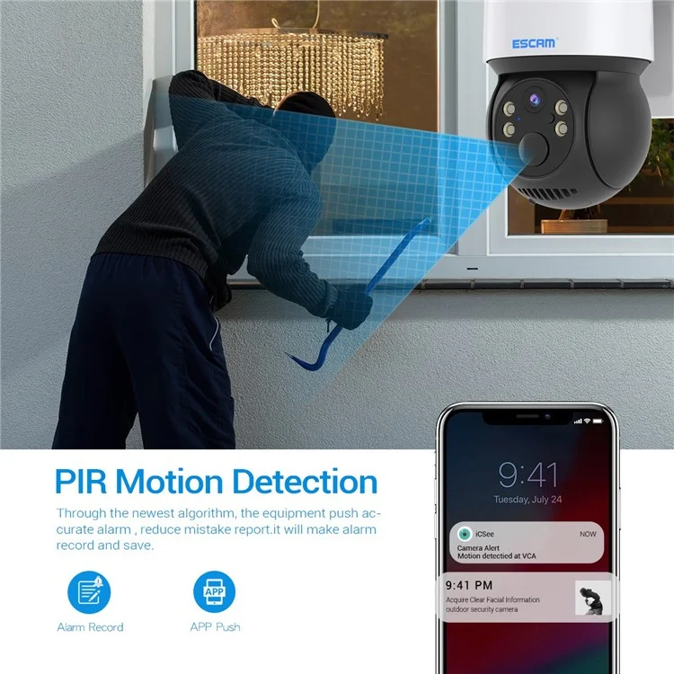 ESCAM QF170 2MP PIR Motion Detection WiFi Two-way Voice Rechargeable Camera Night Vision Security IP Camera Support Cloud Storage-Cellmalls