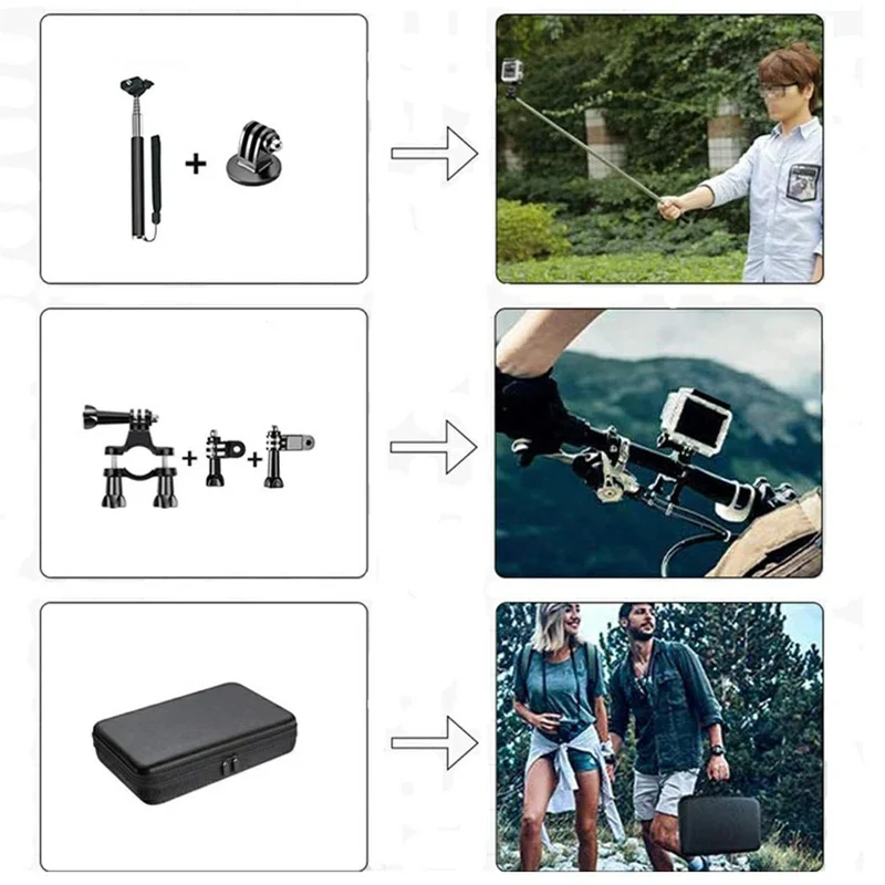 71 in 1 Action Camera Accessories Kit Chest Head Strap Selfie Stick Floating Handle Set for GoPro / DJI / Insta360-Cellmalls