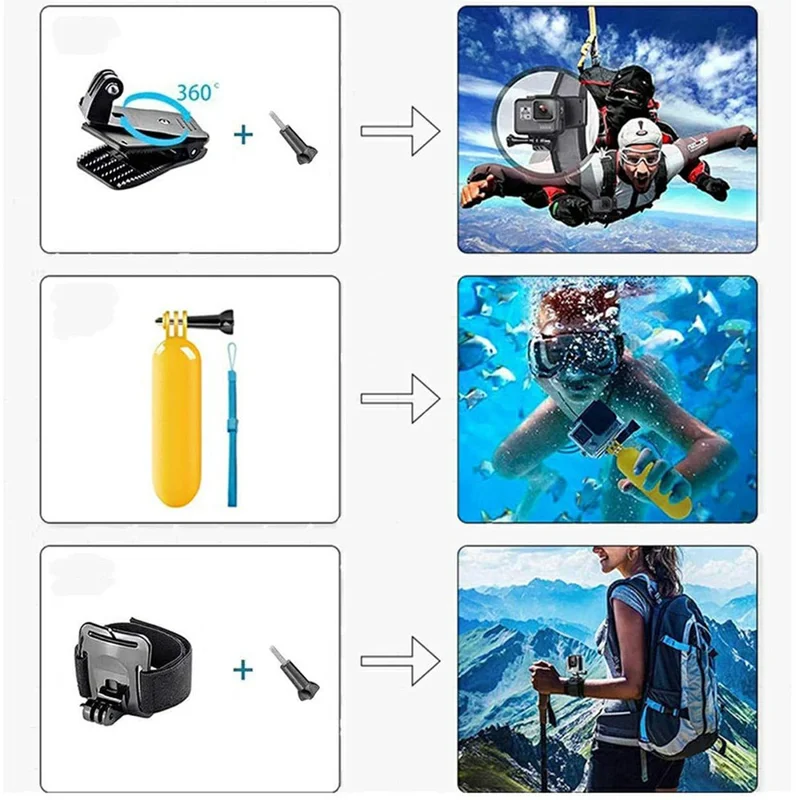 71 in 1 Action Camera Accessories Kit Chest Head Strap Selfie Stick Floating Handle Set for GoPro / DJI / Insta360-Cellmalls