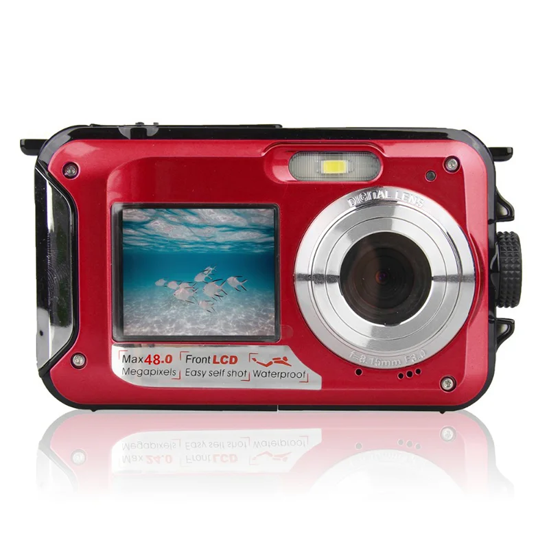 HD368 Waterproof Digital Camera Full HD 2.7K 48MP 16X Underwater Camera with Dual Screen - Yellow-Cellmalls