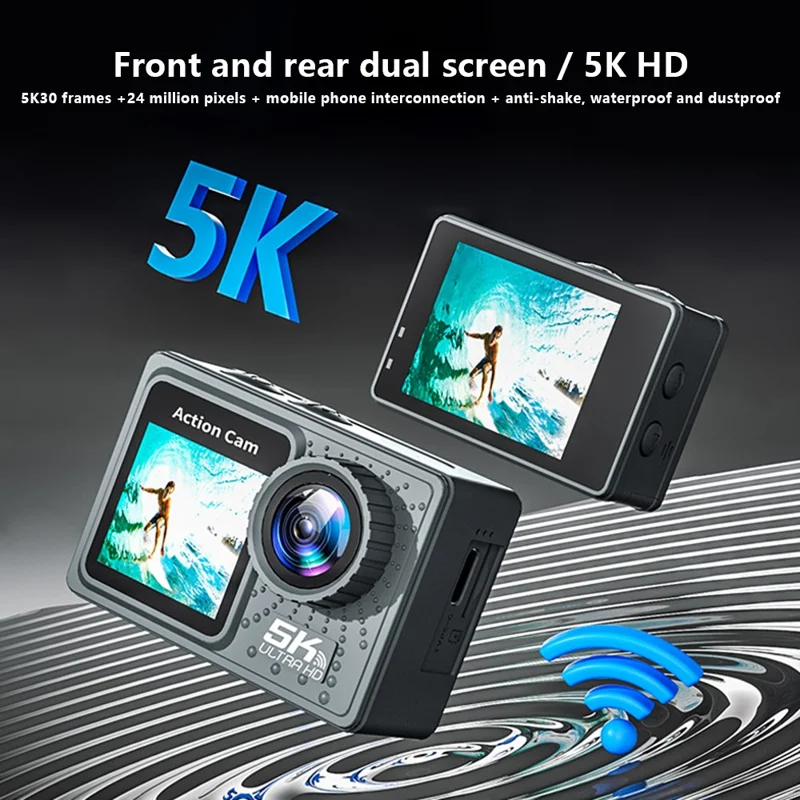 F300AAR-G Action Camera 24MP 5K Ultra HD 30m Waterproof Outdoor Sports Camera with Remote Control-Cellmalls