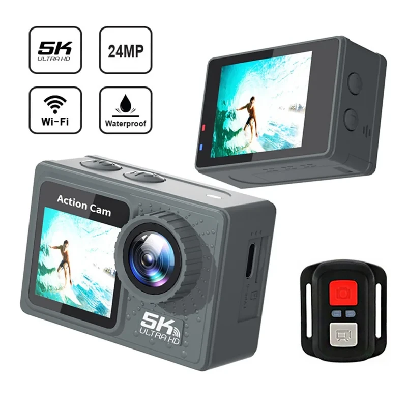 F300AAR-G Action Camera 24MP 5K Ultra HD 30m Waterproof Outdoor Sports Camera with Remote Control-Cellmalls