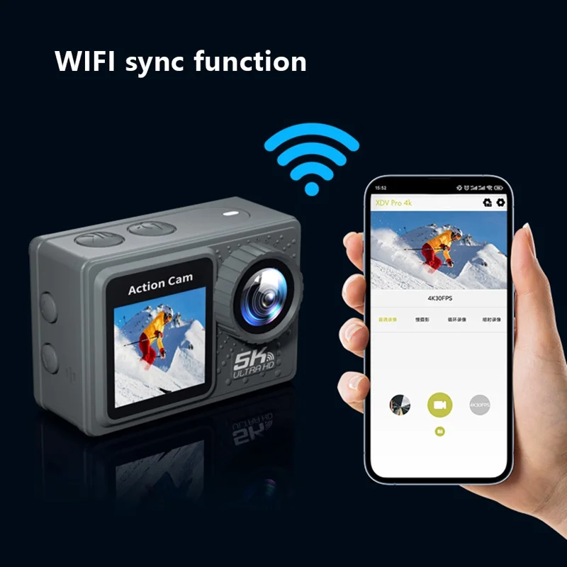 F300AAR-G Action Camera 24MP 5K Ultra HD 30m Waterproof Outdoor Sports Camera with Remote Control-Cellmalls