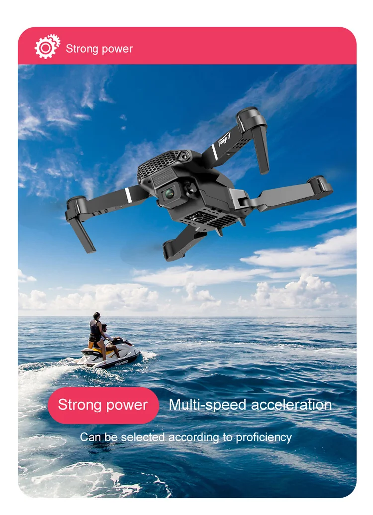 E88 Folding Drone Aerial Photos HD Quadrocopter Altitude Hold RC Aircraft with 4K Dual Cameras - Black-Cellmalls