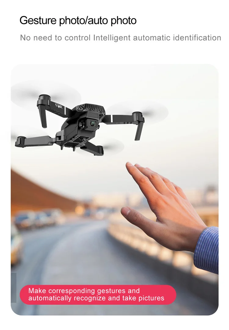 E88 Folding Drone Aerial Photos HD Quadrocopter Altitude Hold RC Aircraft with 4K Dual Cameras - Black-Cellmalls