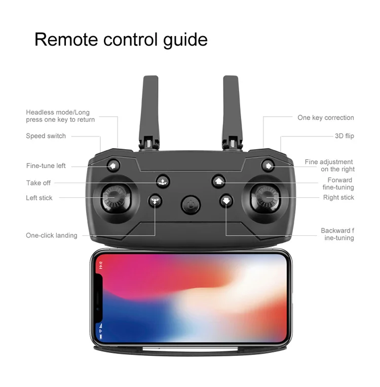 E88 Folding Drone Aerial Photos HD Quadrocopter Altitude Hold RC Aircraft with 4K Dual Cameras - Black-Cellmalls