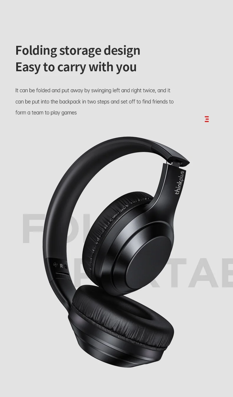 LENOVO Thinkplus TH10 TWS Stereo Headphone Bluetooth-compatible Earphones Over Ear Music Headset - Black-Cellmalls