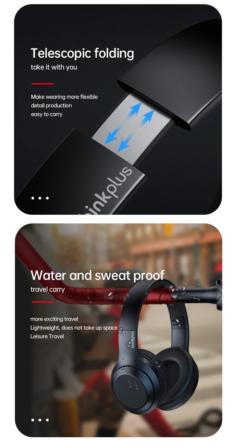 LENOVO Thinkplus TH10 TWS Stereo Headphone Bluetooth-compatible Earphones Over Ear Music Headset - Black-Cellmalls