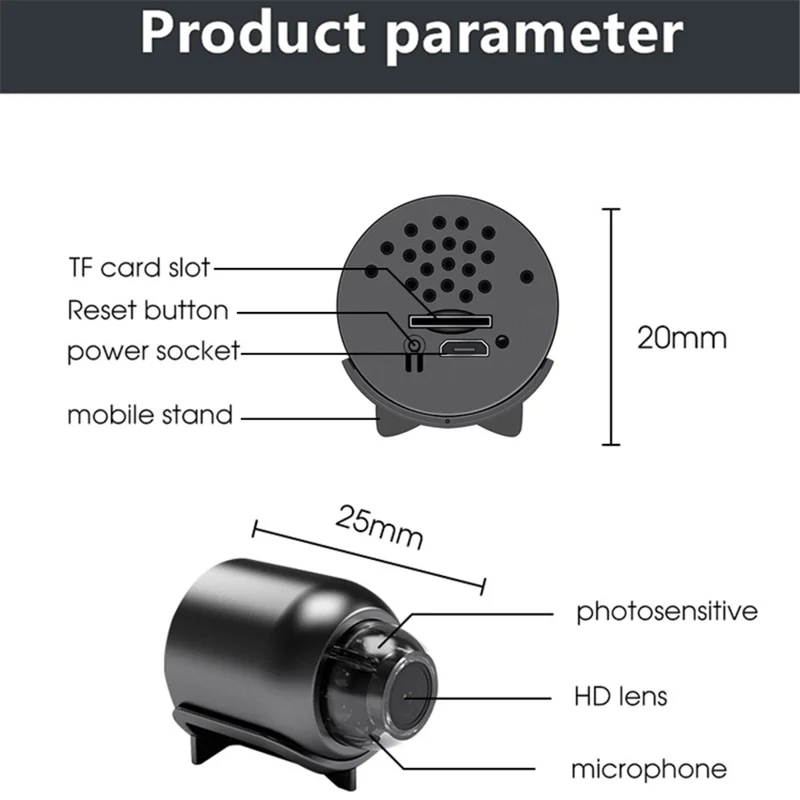 X5 Home Security WiFi Mini Camera 1080P AI Human Body Recognition HD Night Vision Camera-Cellmalls