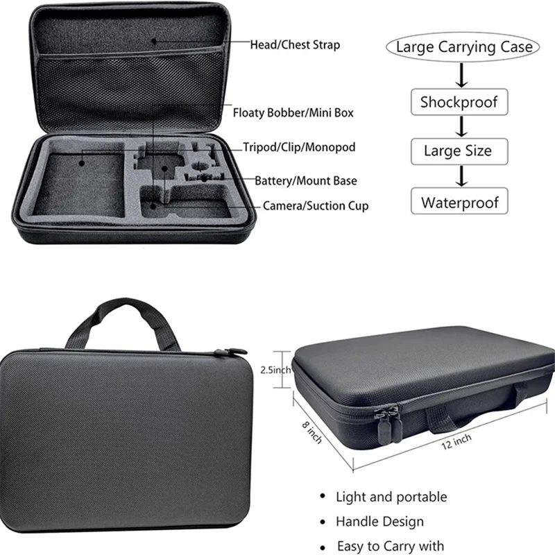 54-in-1 Accessories Kit for GoPro Hero 12 11 10 9 Waterproof Case Silicone Cover Tempered Glass Flim-Cellmalls