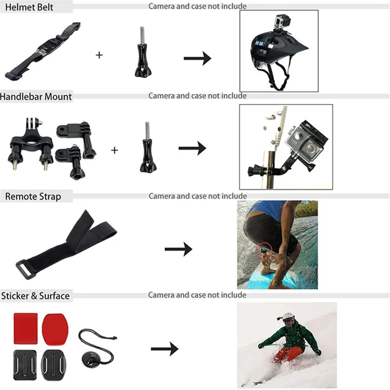 54-in-1 Accessories Kit for GoPro Hero 12 11 10 9 Waterproof Case Silicone Cover Tempered Glass Flim-Cellmalls