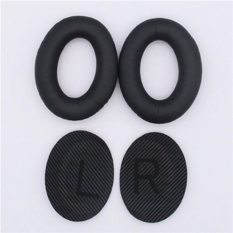 JZF-236 For Bose QC25/QC15/QC35 Ear Pads Foam Protein Leather Ear Cushions 1Pair Replacement Headset Ear Cups - Black-Cellmalls