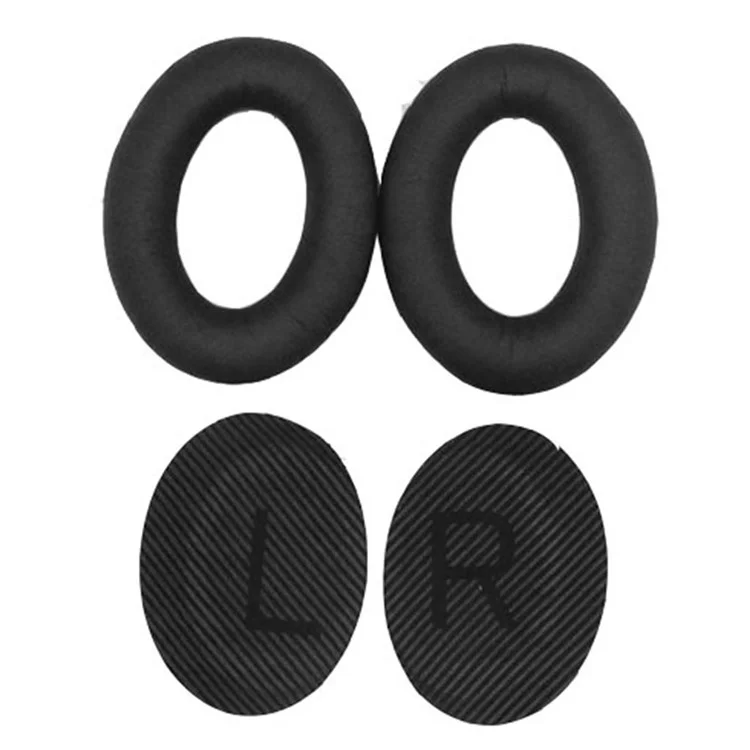 JZF-236 For Bose QC25/QC15/QC35 Ear Pads Foam Protein Leather Ear Cushions 1Pair Replacement Headset Ear Cups - Black-Cellmalls