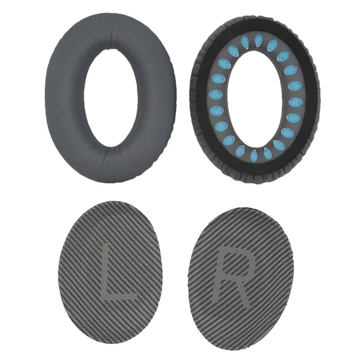 JZF-236 For Bose QC25/QC15/QC35 Ear Pads Foam Protein Leather Ear Cushions 1Pair Replacement Headset Ear Cups - Dark Grey-Cellmalls