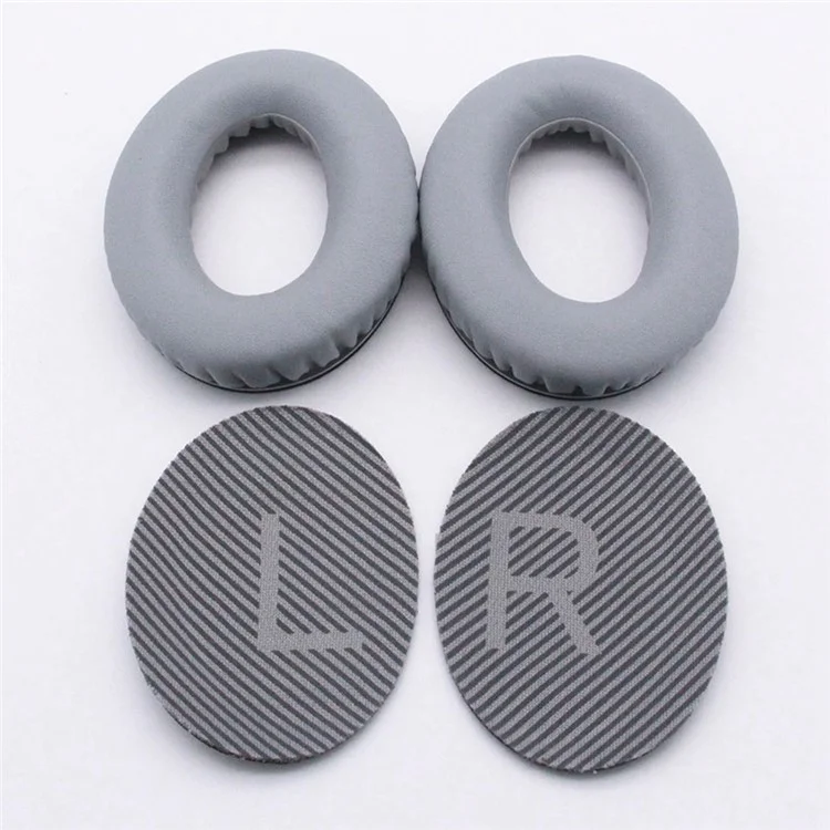 JZF-236 For Bose QC25/QC15/QC35 Ear Pads Foam Protein Leather Ear Cushions 1Pair Replacement Headset Ear Cups - Silver-Cellmalls