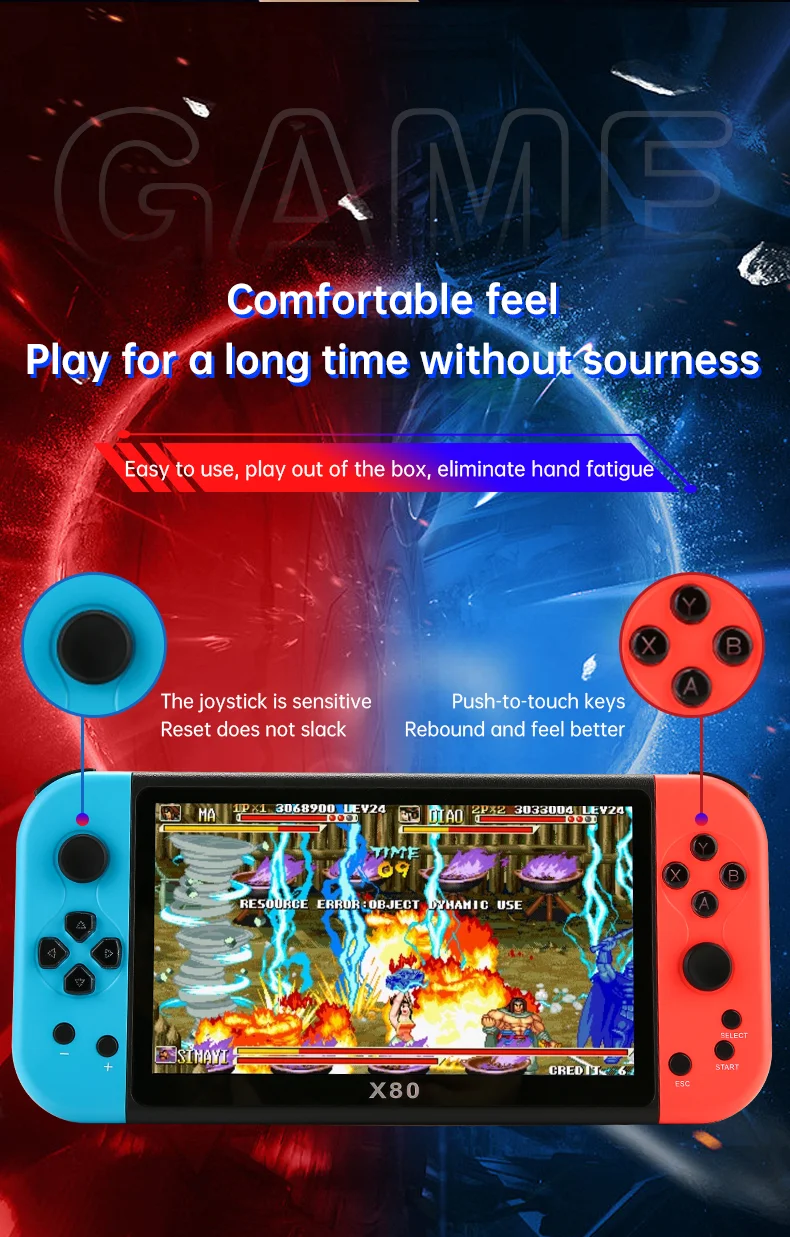 X80 7.0 inch HD Screen Handheld Game Console 20000 Games Video Game Console - Fluorescent Yellow-Cellmalls