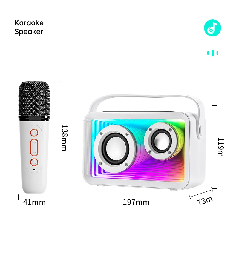 Y15 RGB Lighting Outdoor Mini Bluetooth-compatible Karaoke Speaker with 2 Microphones - Pink-Cellmalls
