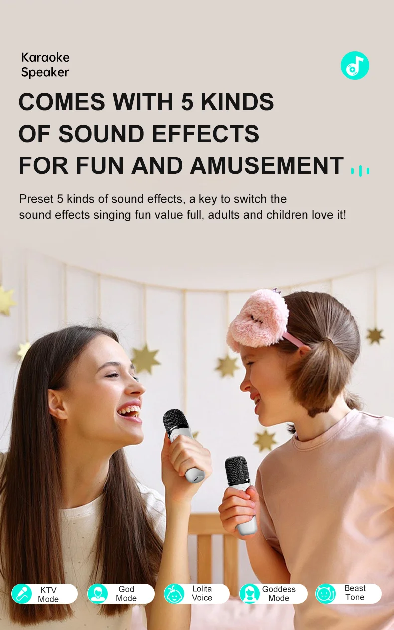 Y15 RGB Lighting Outdoor Mini Bluetooth-compatible Karaoke Speaker with 2 Microphones - Pink-Cellmalls