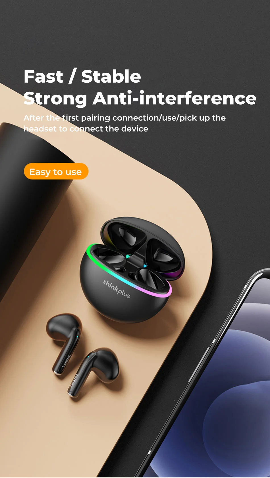 LENOVO Thinkplus XT97 Bluetooth-compatible 5.2 Earphones Wireless TWS HiFi Stereo Sound Headset with Mic - White-Cellmalls