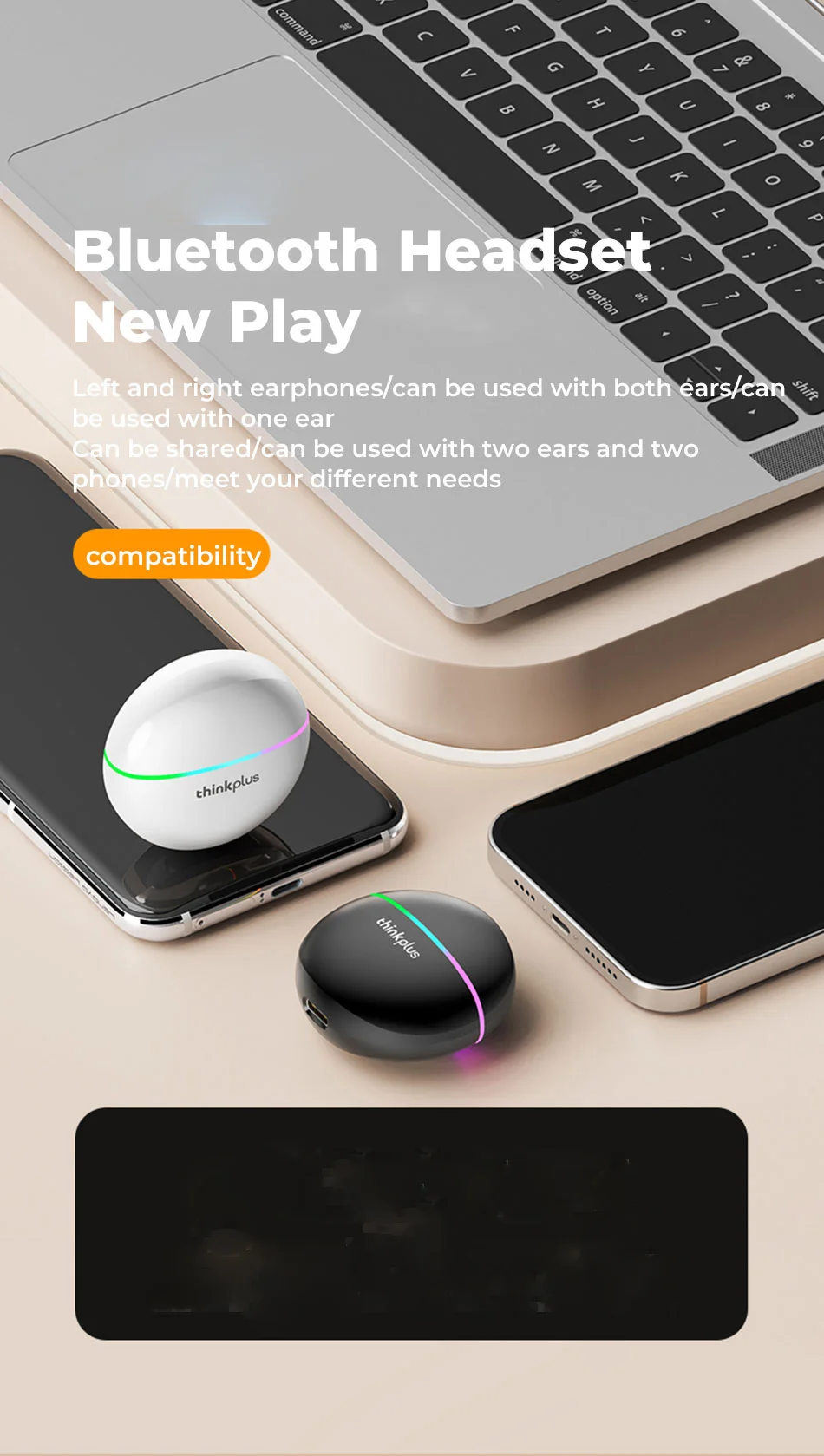 LENOVO Thinkplus XT97 Bluetooth-compatible 5.2 Earphones Wireless TWS HiFi Stereo Sound Headset with Mic - White-Cellmalls