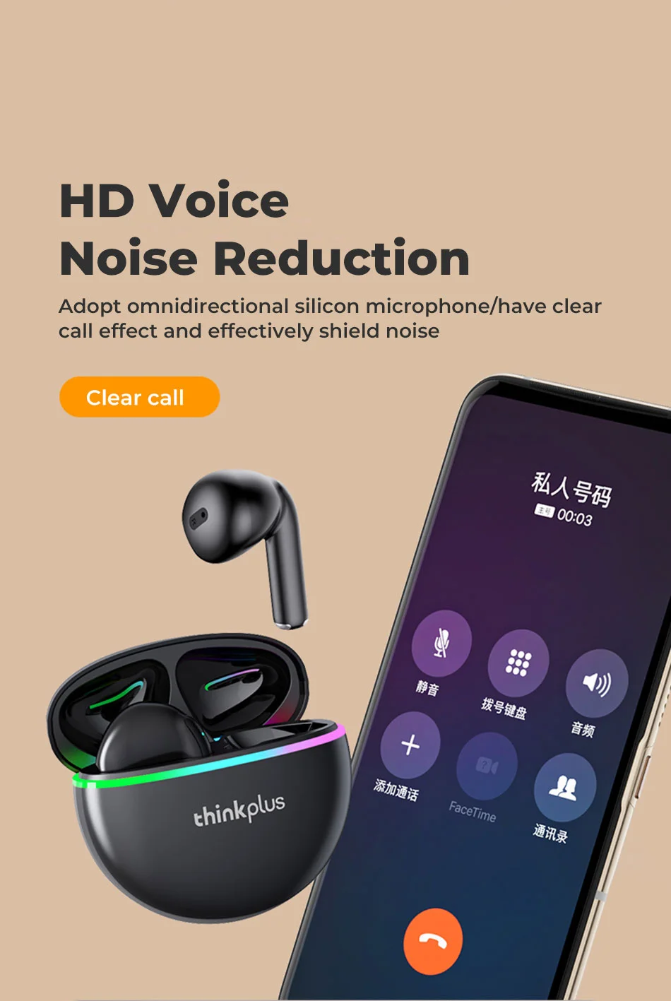 LENOVO Thinkplus XT97 Bluetooth-compatible 5.2 Earphones Wireless TWS HiFi Stereo Sound Headset with Mic - White-Cellmalls