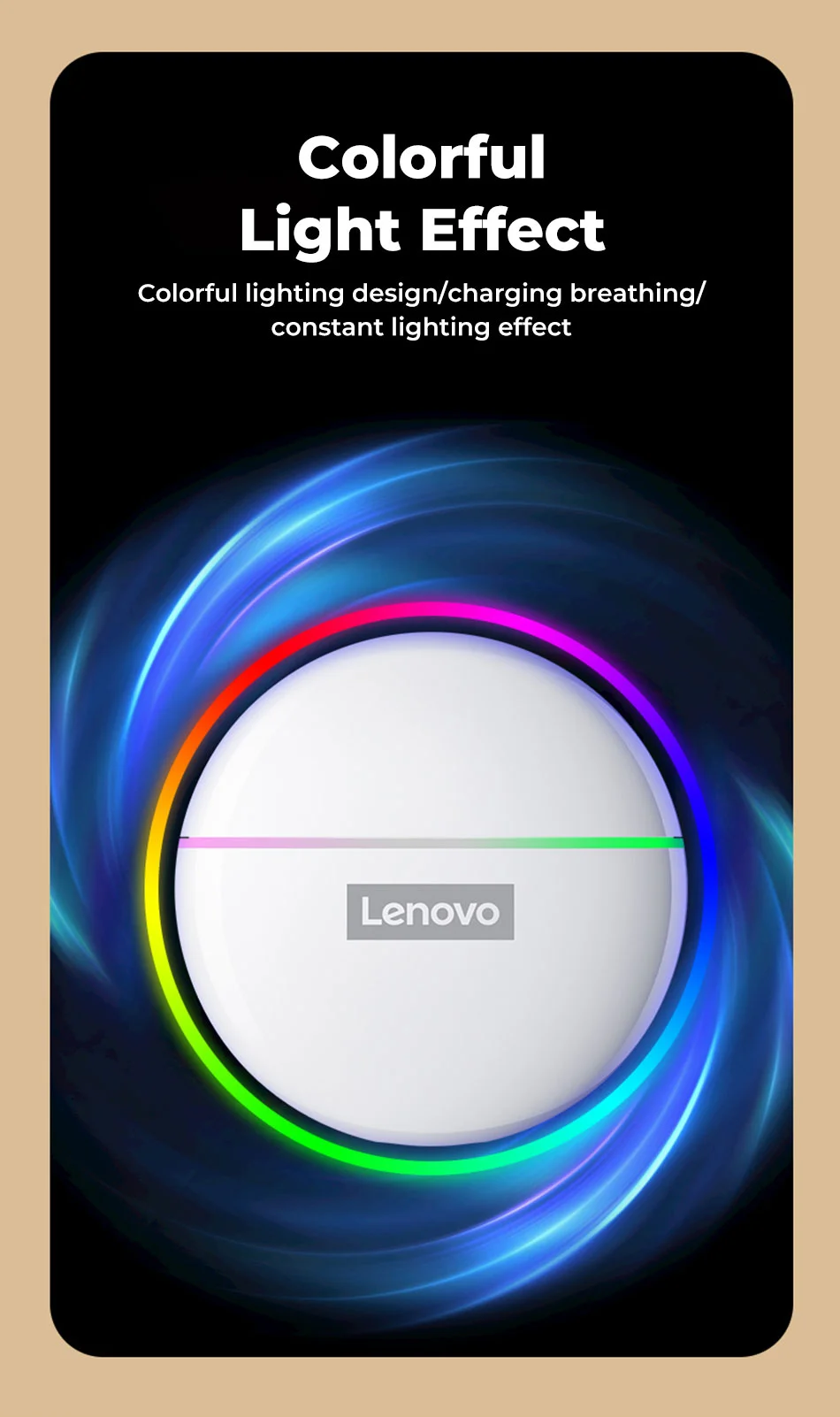 LENOVO Thinkplus XT97 Bluetooth-compatible 5.2 Earphones Wireless TWS HiFi Stereo Sound Headset with Mic - White-Cellmalls