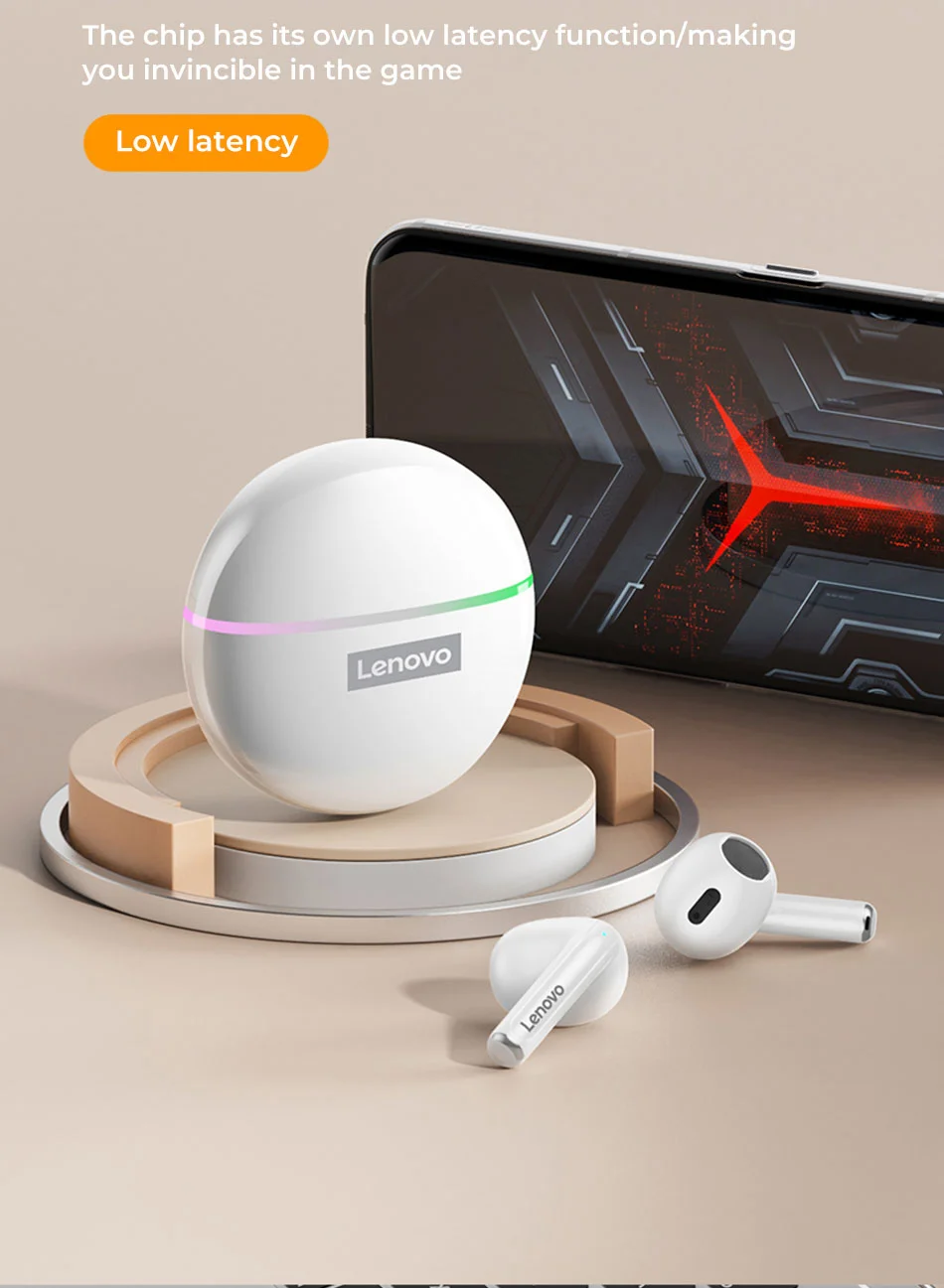 LENOVO Thinkplus XT97 Bluetooth-compatible 5.2 Earphones Wireless TWS HiFi Stereo Sound Headset with Mic - White-Cellmalls