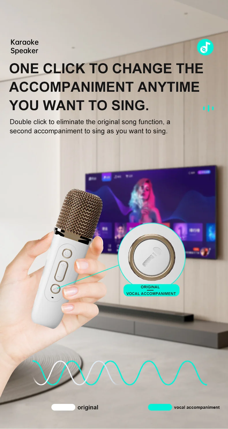 Y15 RGB Lighting Outdoor Mini Bluetooth-compatible Karaoke Speaker with 2 Microphones - Pink-Cellmalls