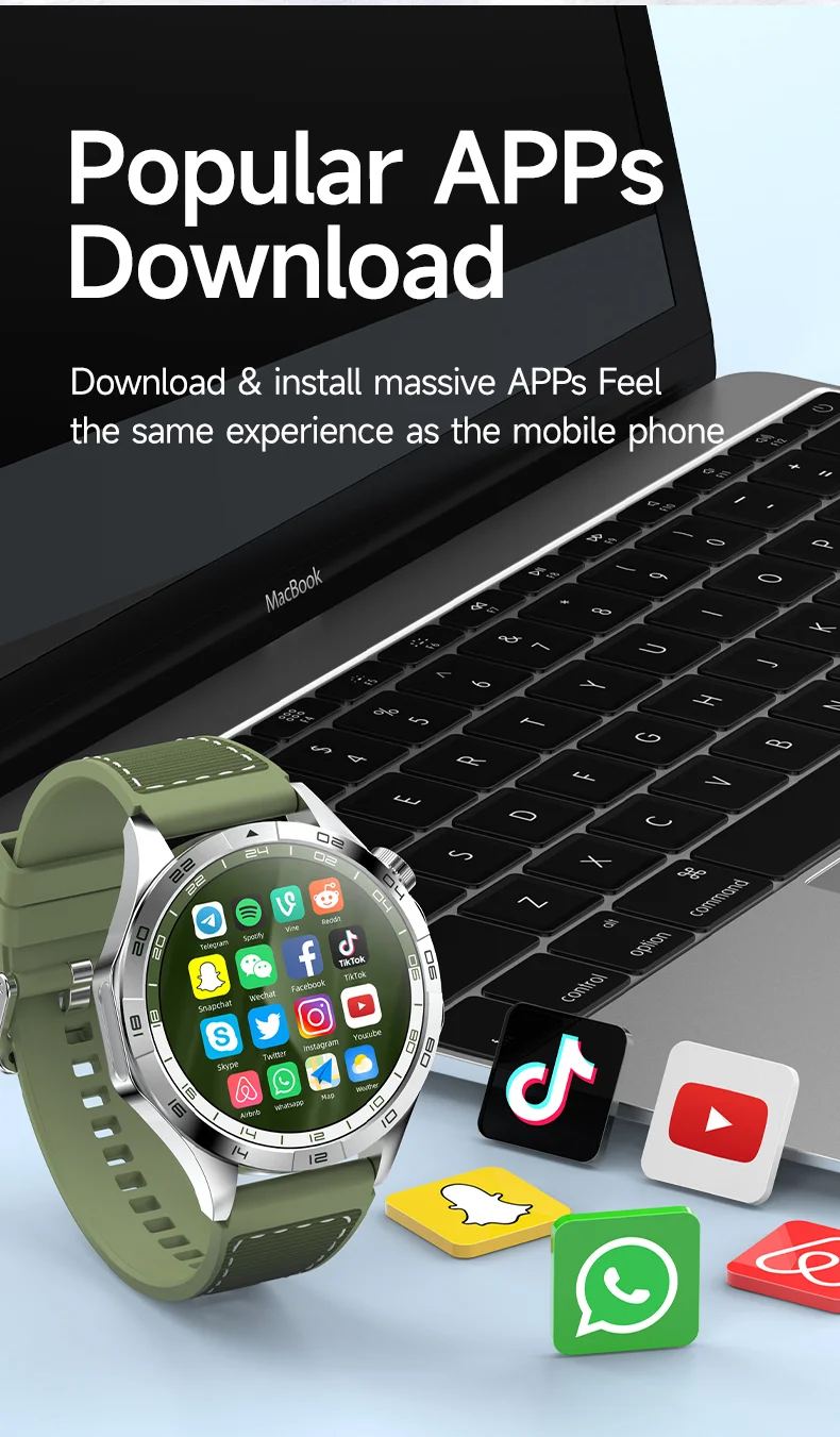 LM01 2+16G 1.43-inch AMOLED Smart Watch 4G SIM Card Android 8.1 Smart Sport Watch, for Europe Asia Africa - Green-Cellmalls