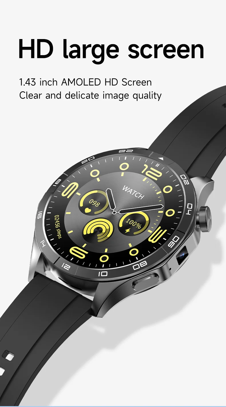 LM01 2+16G 1.43-inch AMOLED Smart Watch 4G SIM Card Android 8.1 Smart Sport Watch, for Europe Asia Africa - Green-Cellmalls
