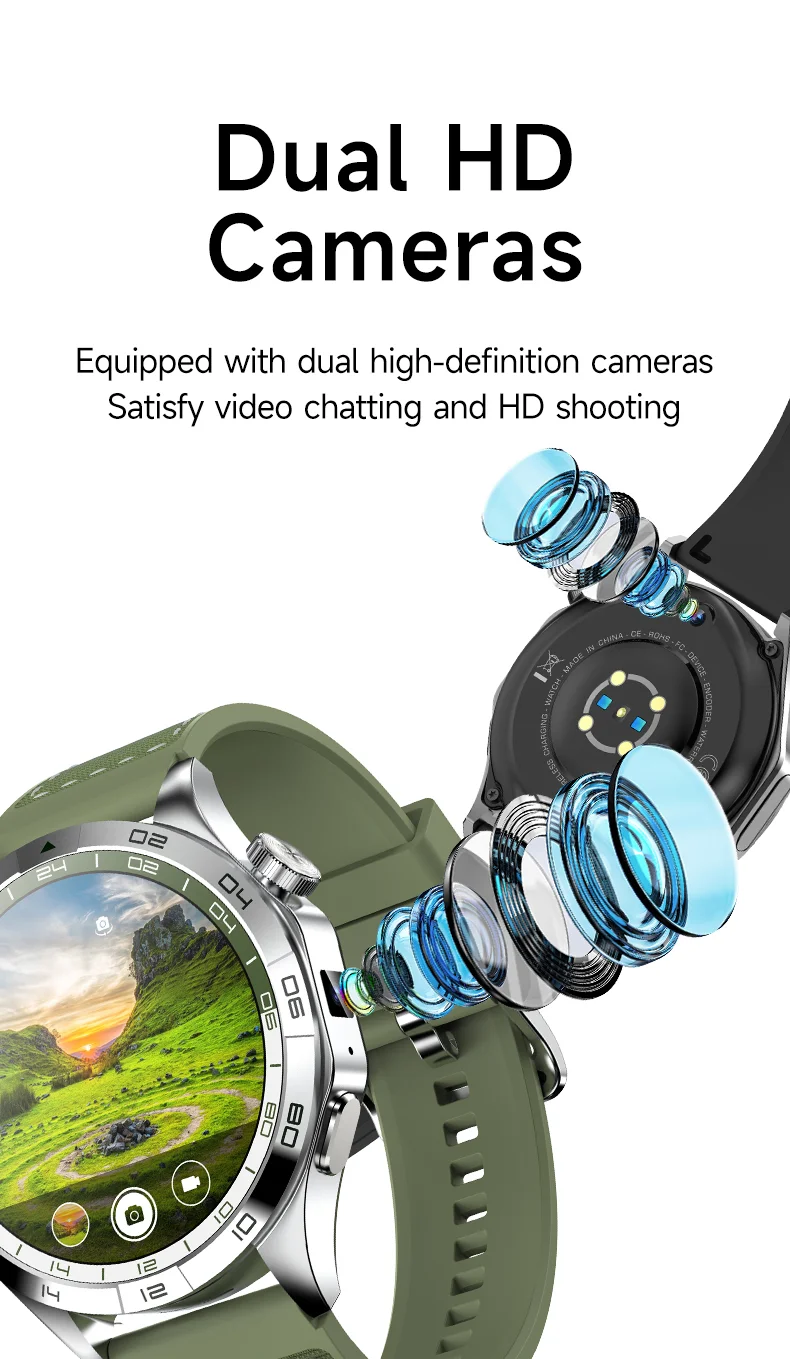 LM01 2+16G 1.43-inch AMOLED Smart Watch 4G SIM Card Android 8.1 Smart Sport Watch, for Europe Asia Africa - Green-Cellmalls