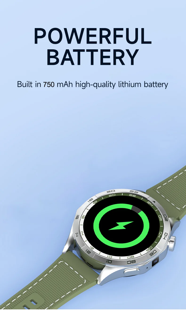 LM01 2+16G 1.43-inch AMOLED Smart Watch 4G SIM Card Android 8.1 Smart Sport Watch, for Europe Asia Africa - Green-Cellmalls